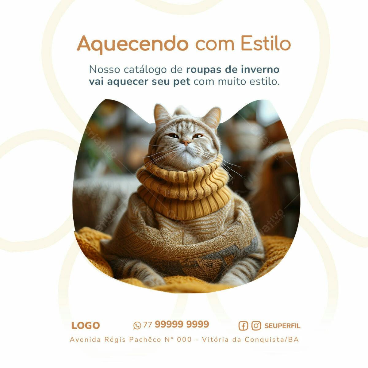 Postagem Instagram Roupas Pet Inverno PSD Editável