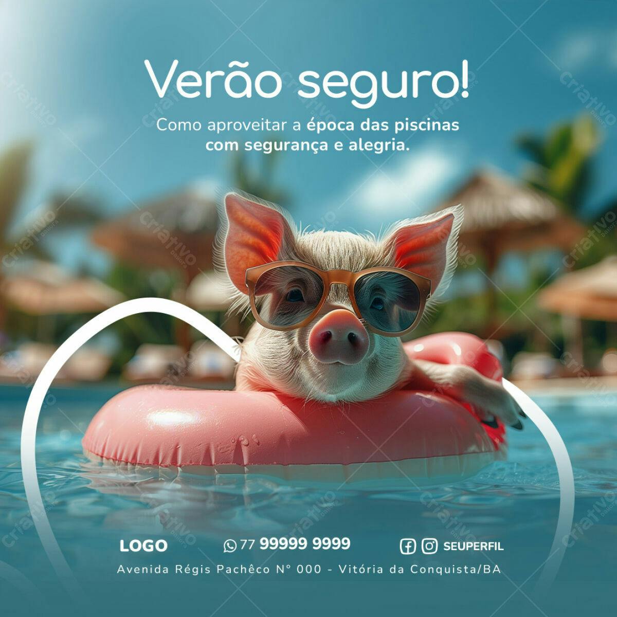 Post para Verão Seguro PSD Editável