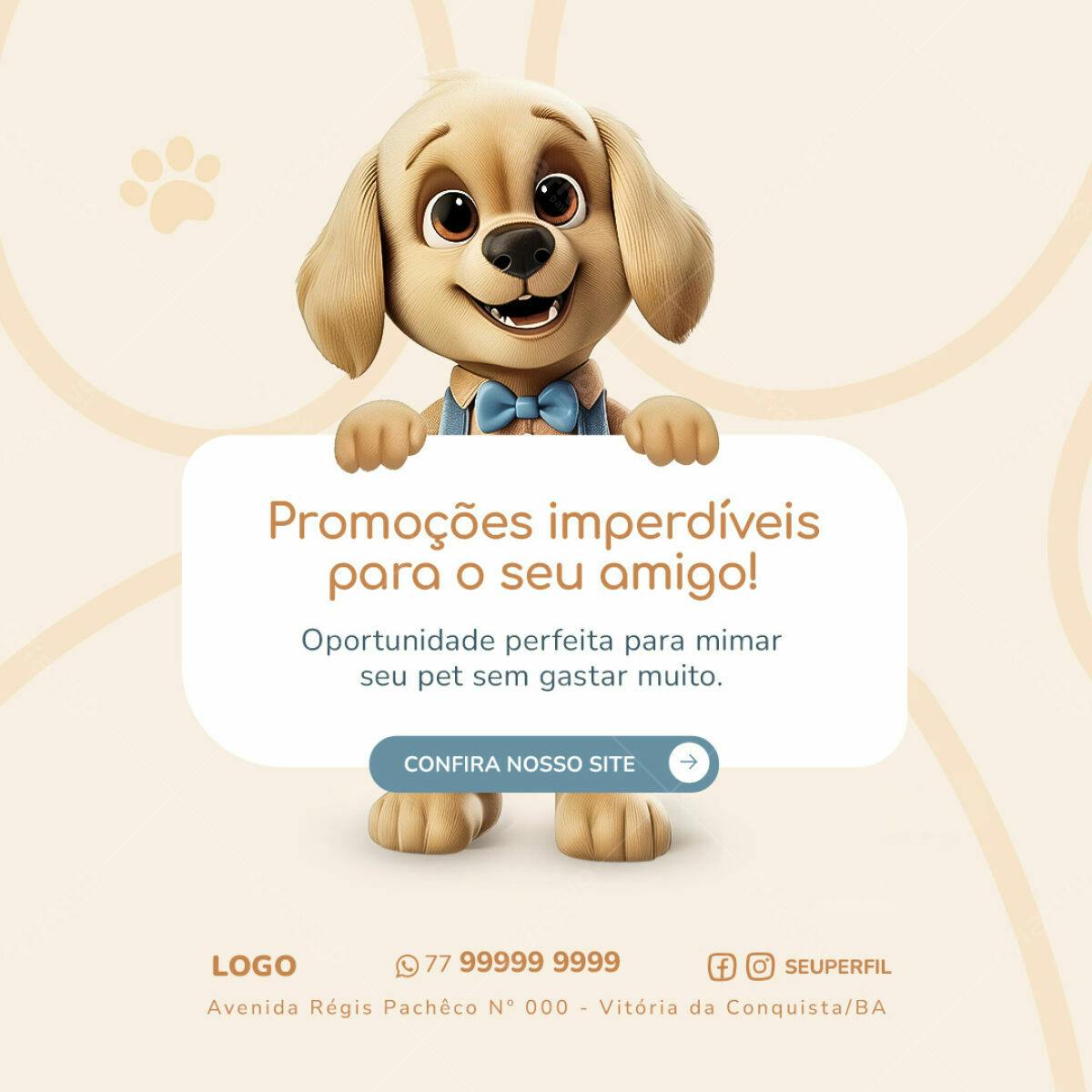 Post para Pet Shop com Cachorro PSD Editável