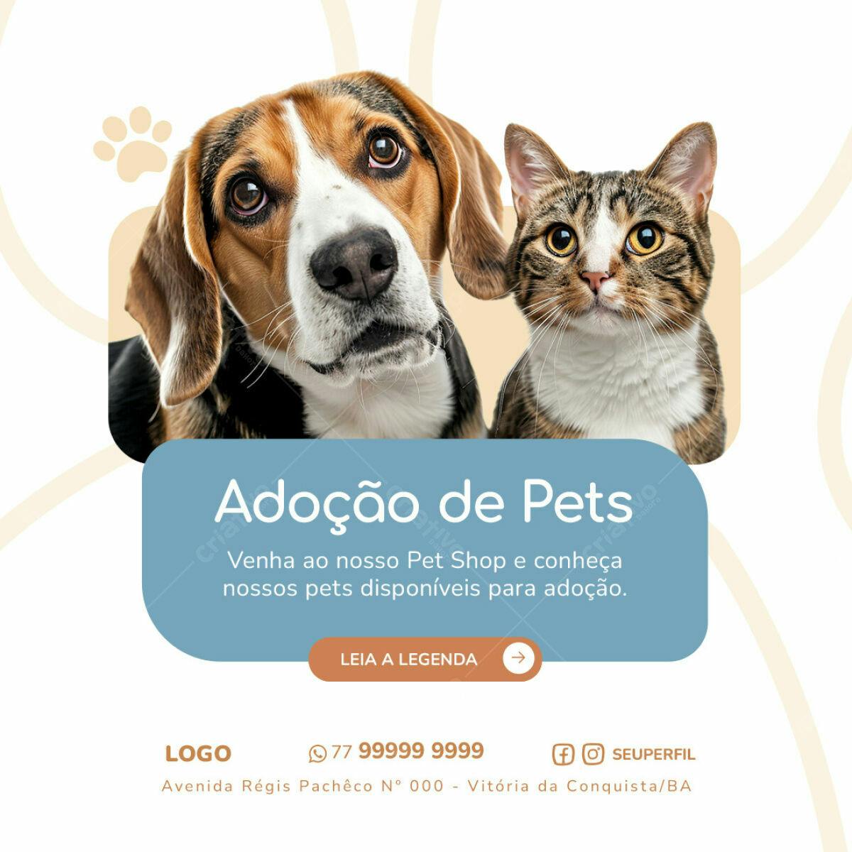 Post para Adoção de Pets PSD Editável