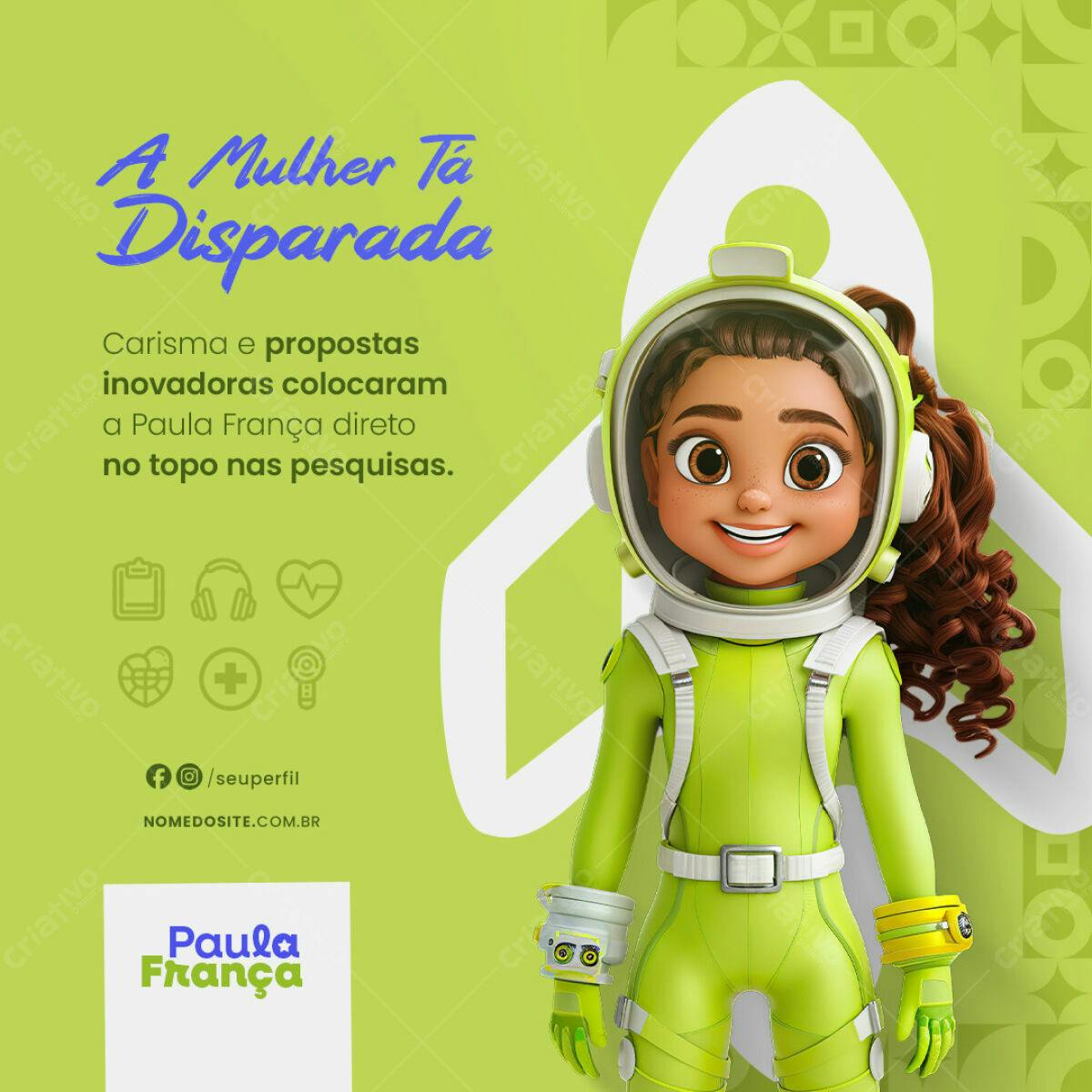 Postagem de Redes Sociais com Astronauta PSD Editável