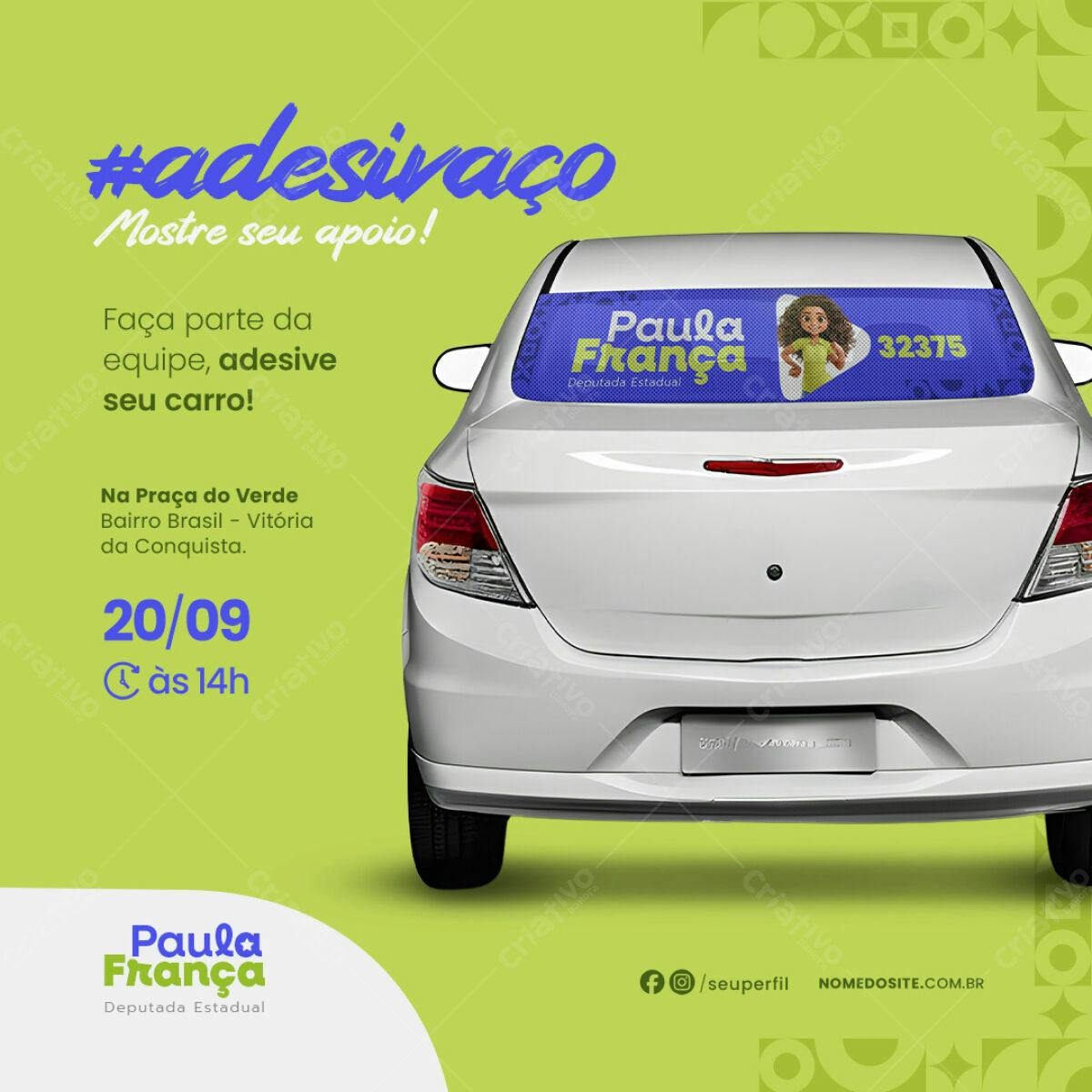 Adesivo de Carro para Campanha Política PSD Editável