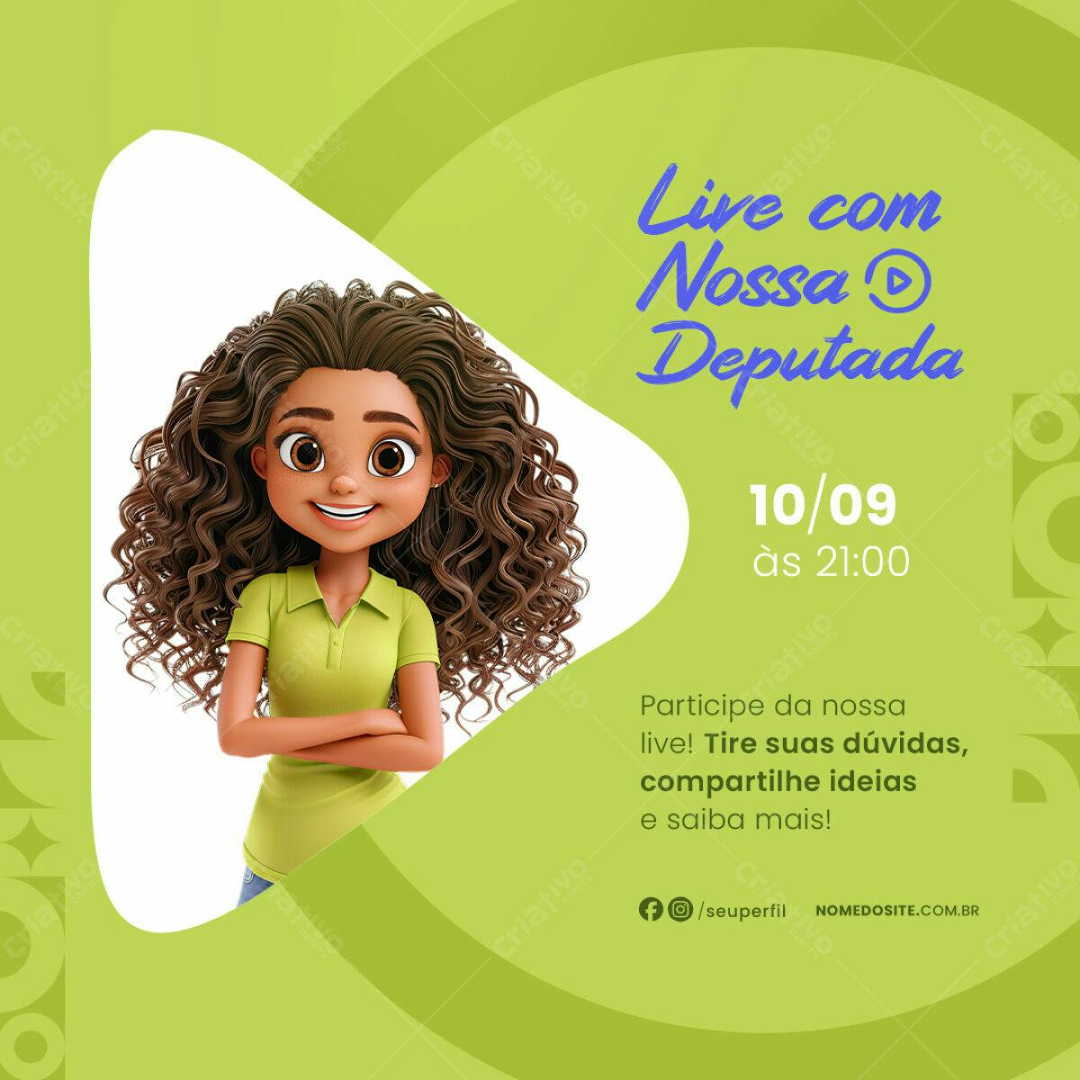 Flyer Live com Deputada PSD Editável