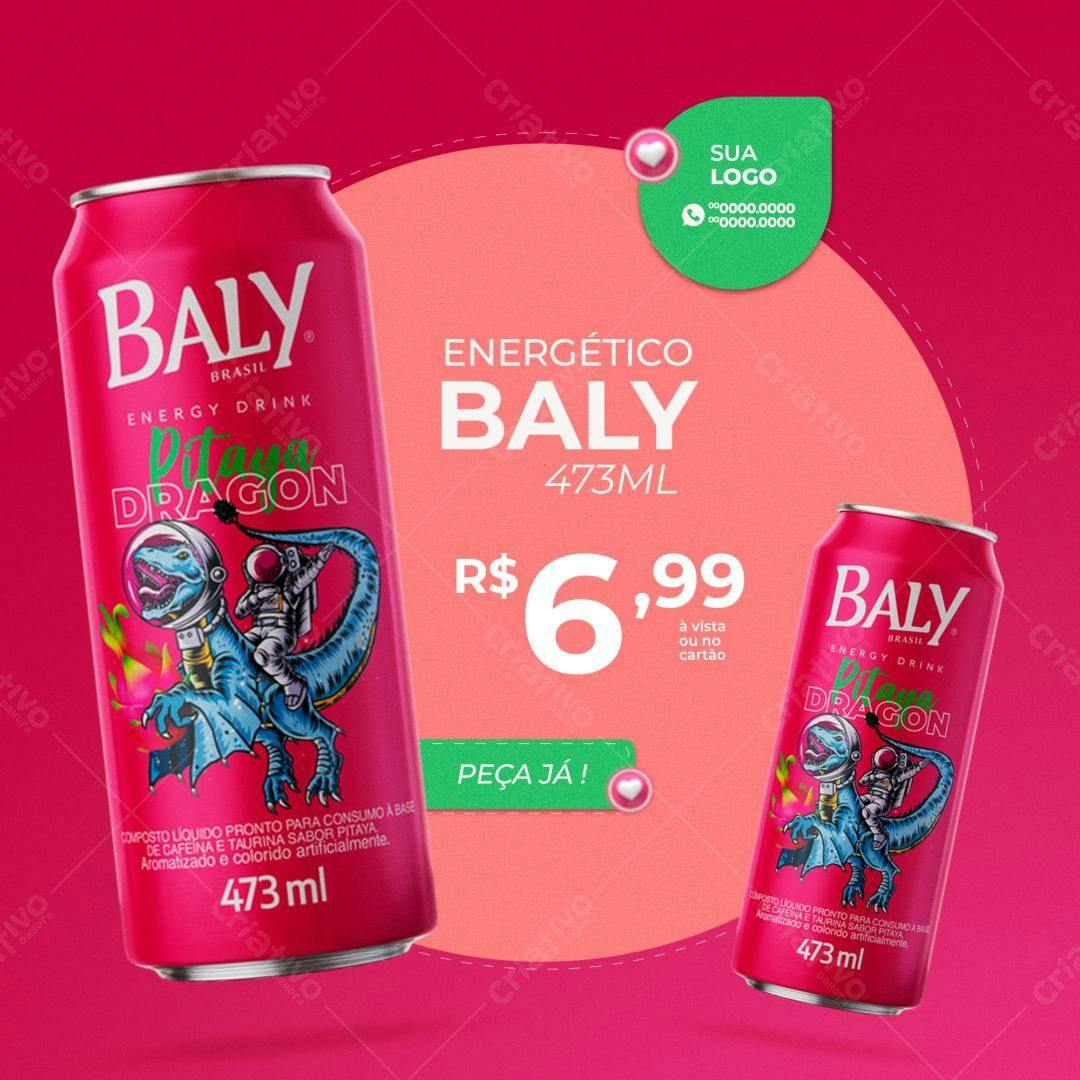 Mockup Lata Energético Pitaya Dragon PSD Editável