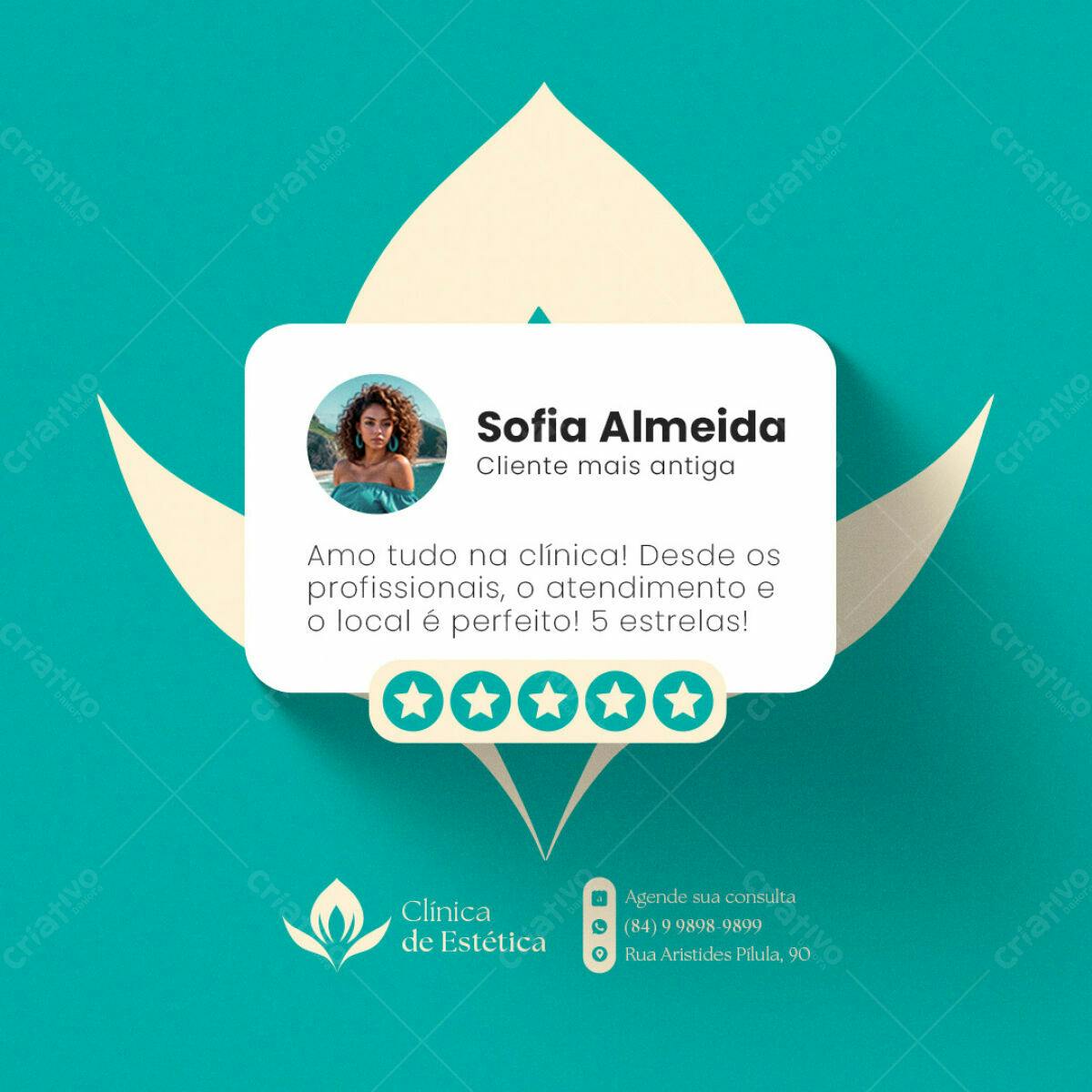 Depoimento Cliente Clínica de Estética PSD Editável