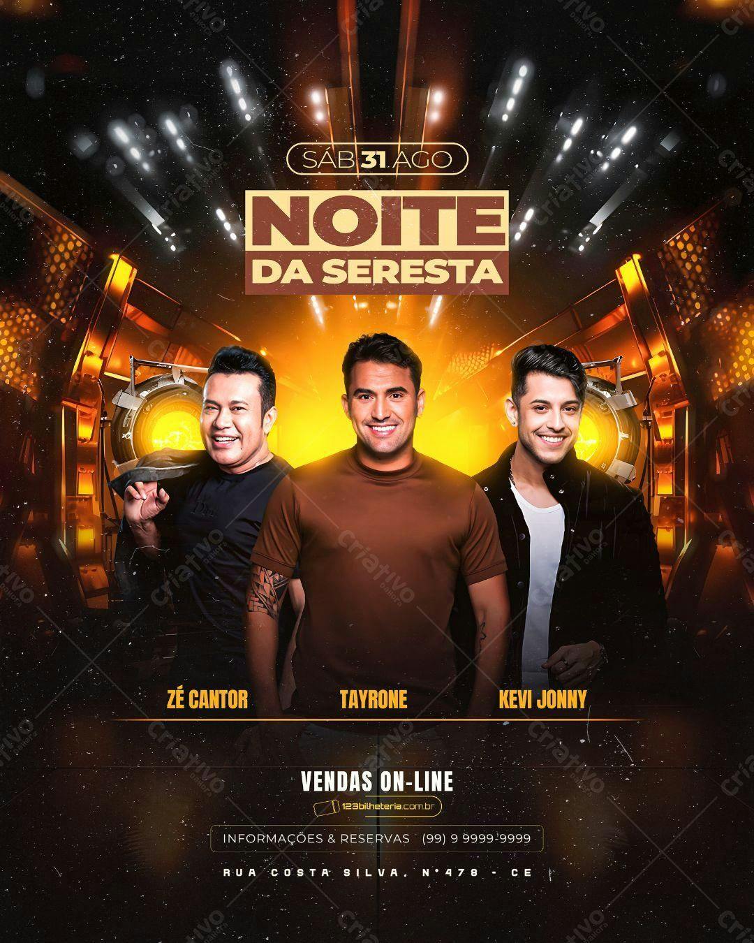 Flyer Noite da Seresta PSD Editável