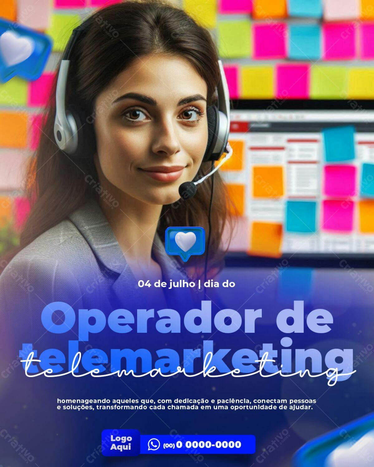 Flyer Dia do Telemarketing PSD Editável