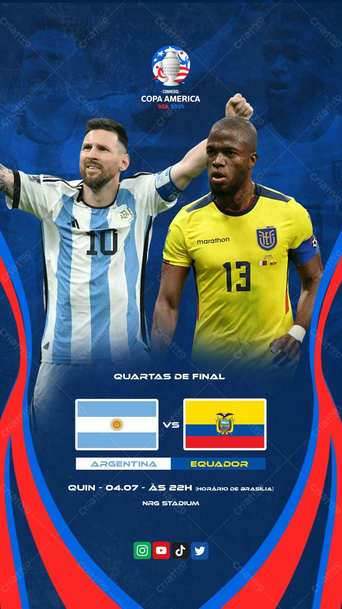 Flyer Copa América Argentina x Equador PSD Editável