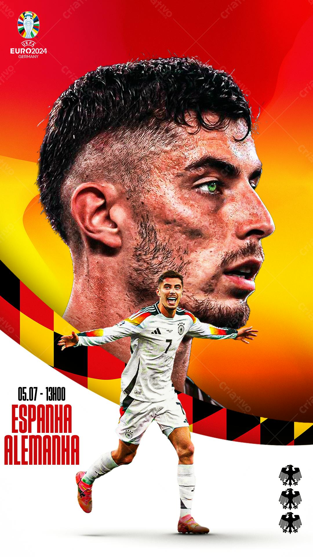 Flyer Espanha x Alemanha Euro2024 PSD Editável