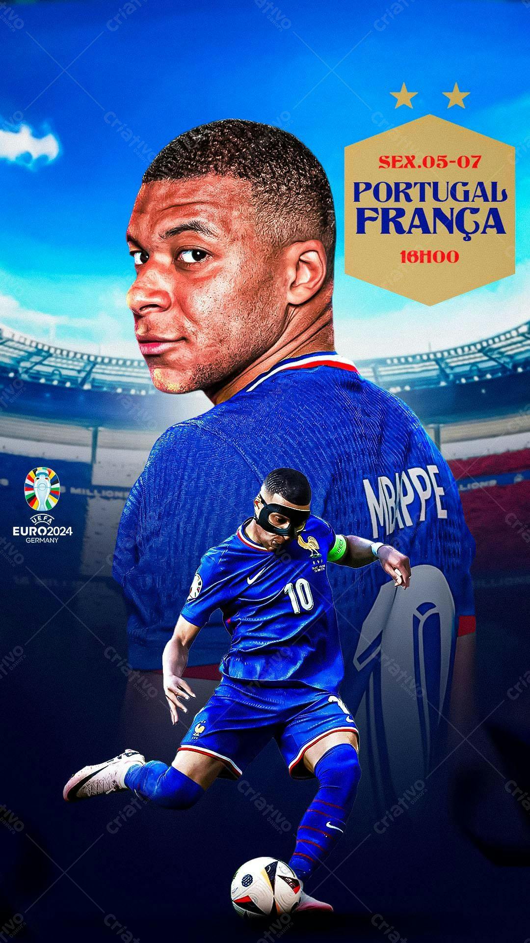 Poster Mbappé Jogo Portugal x França PSD Editável