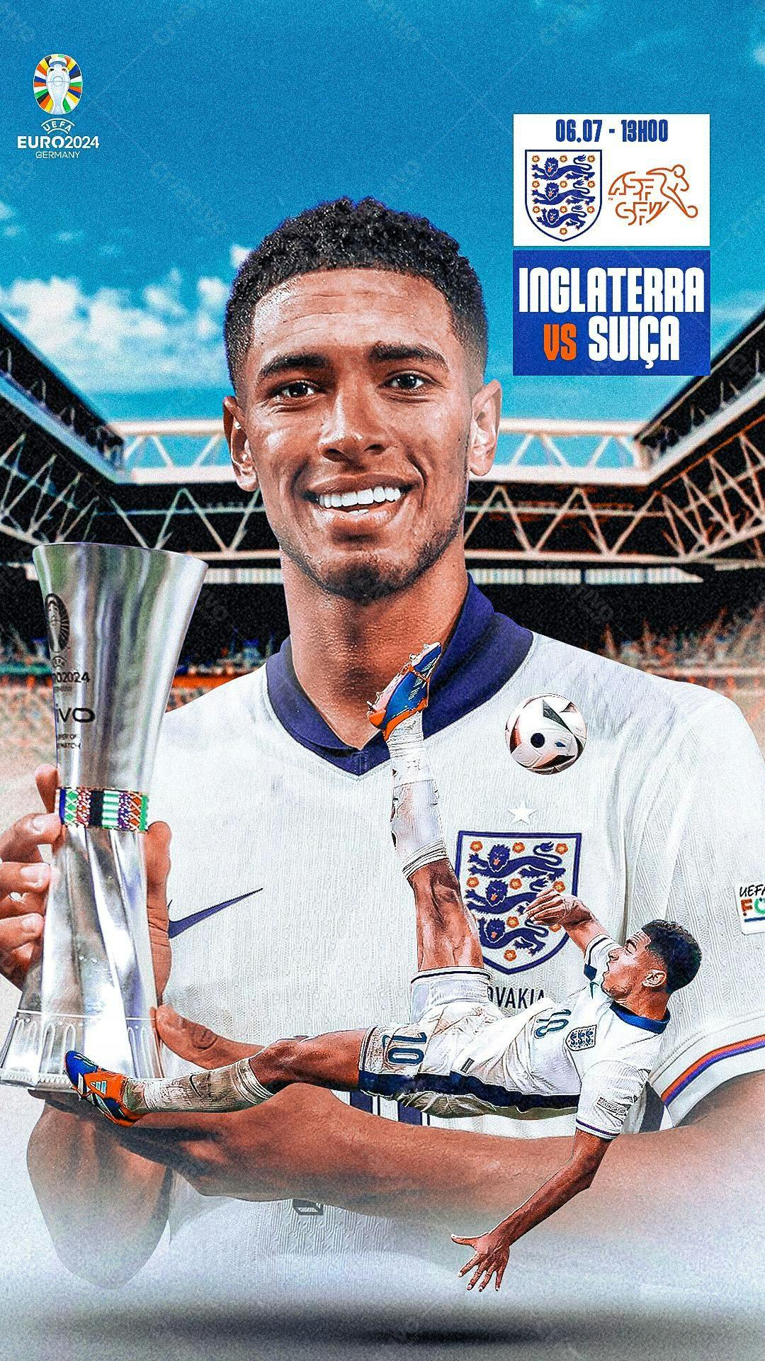 Flyer Inglaterra x Suíça Euro2024 PSD Editável