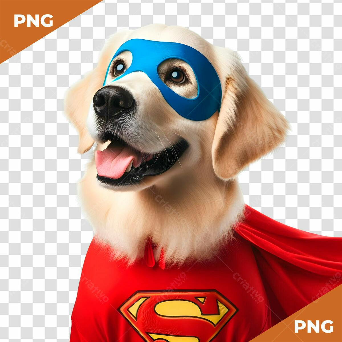 Imagem Super-herói Cachorro Golden Retriever PSD Editável