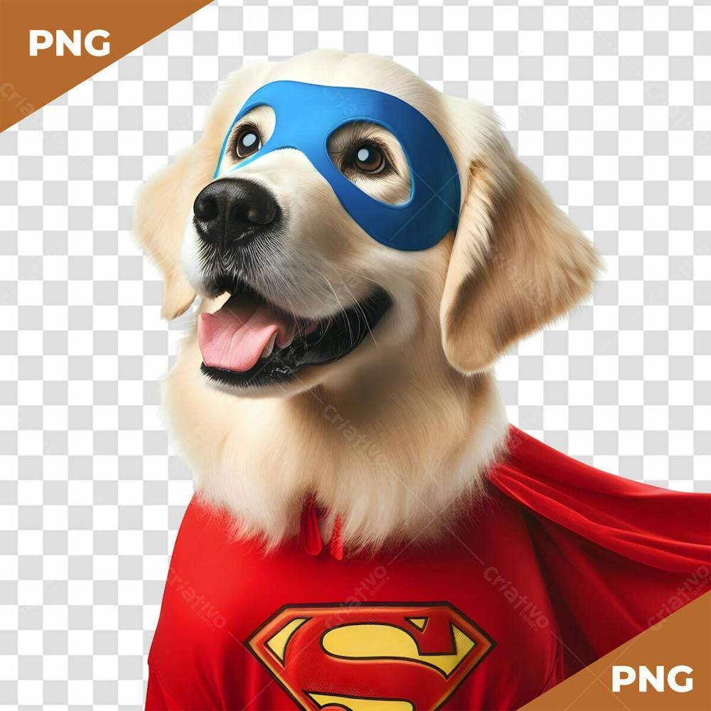 Elemento 3D Cachorro Super Heroi Golden Retriever 01