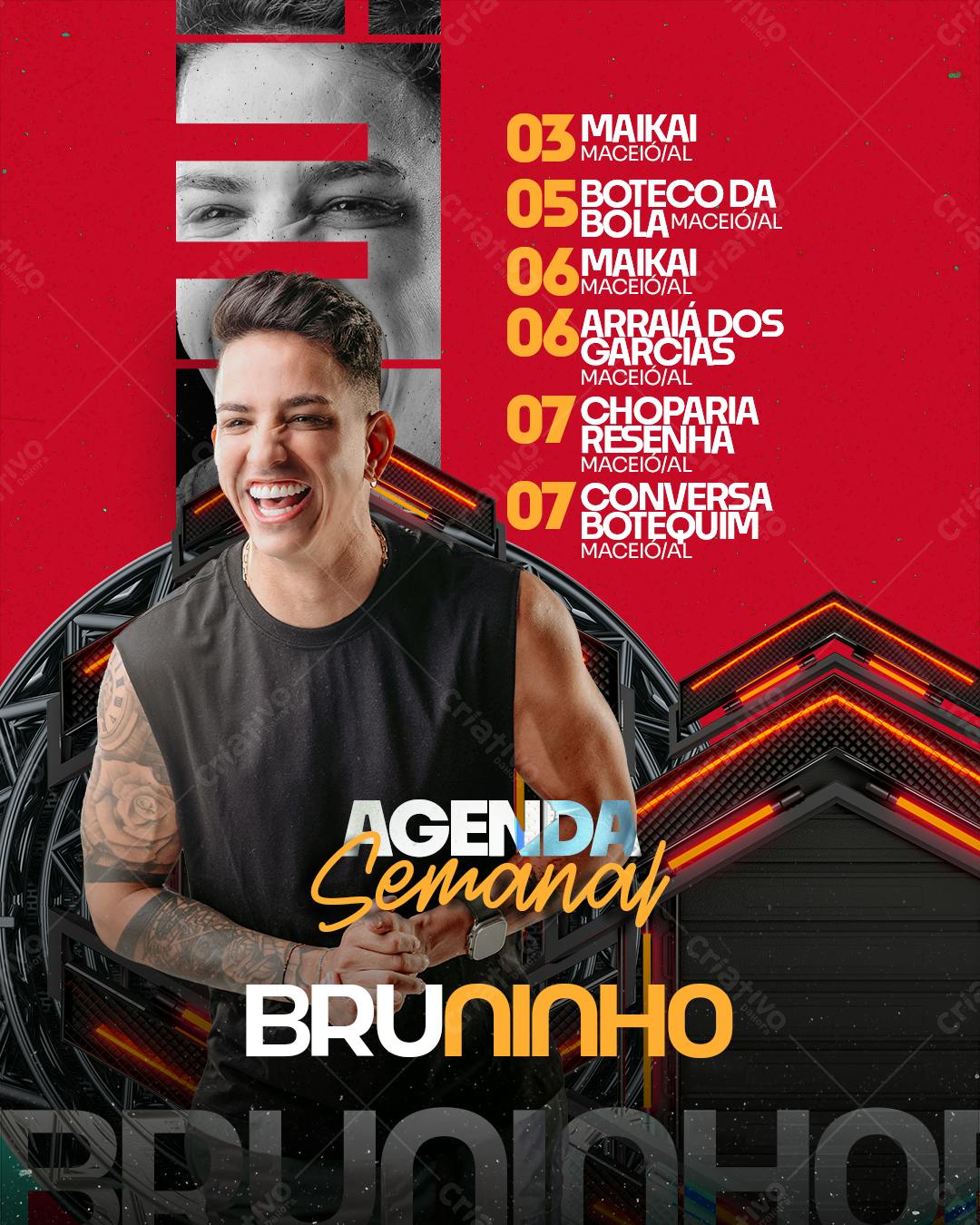 Flyer Agenda Semanal Bruninho PSD Editável