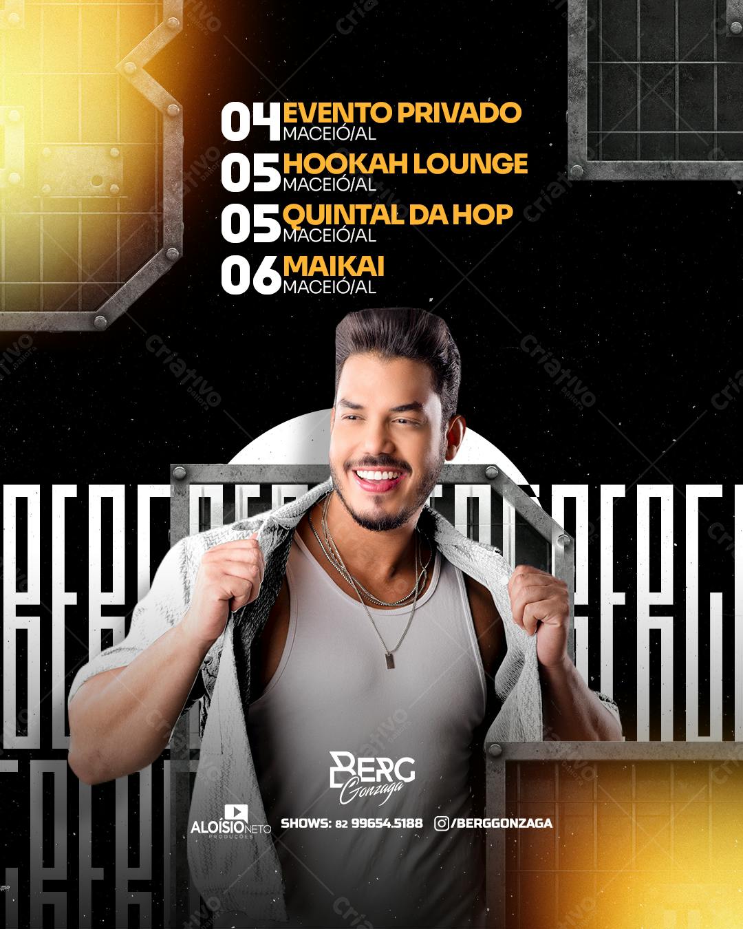 Flyer para Evento Privado com Berg Gonzaga PSD Editável