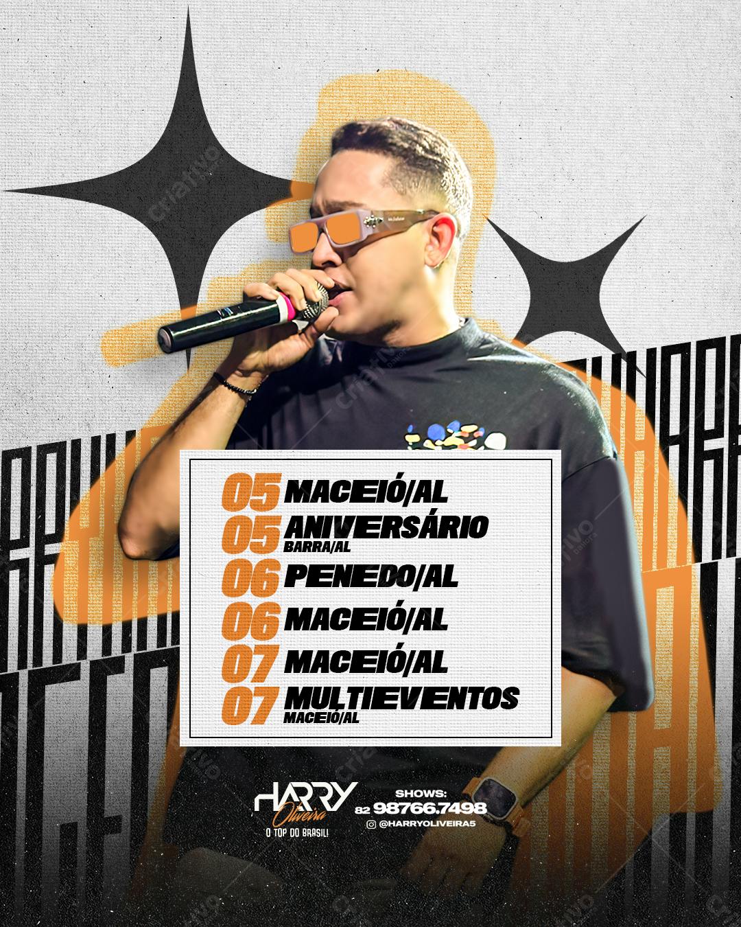 Flyer para Shows do Harry Oliveira PSD Editável