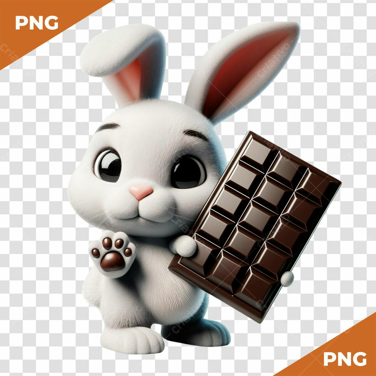 Coelhinho com Chocolate Páscoa PSD Editável