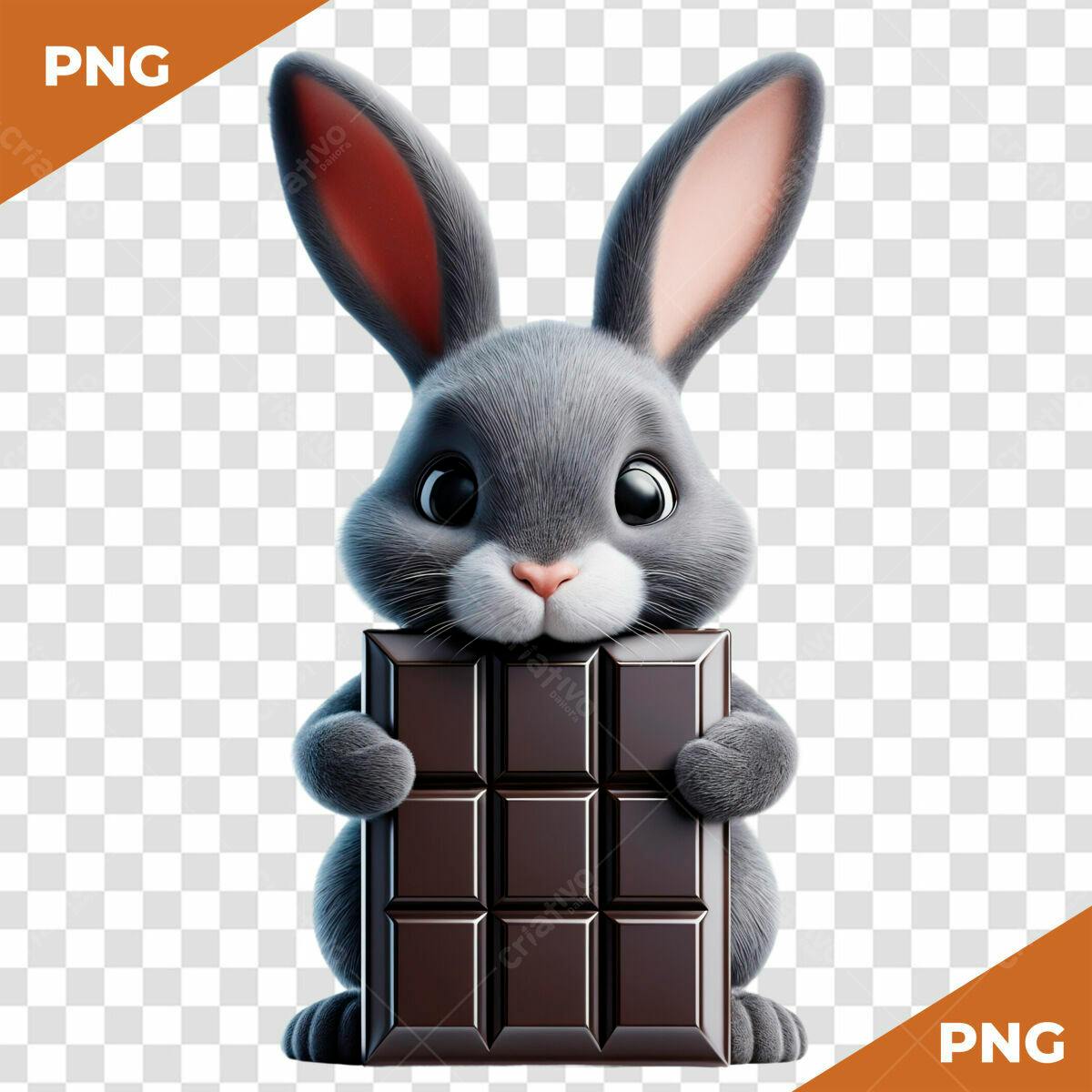 Imagem Coelhinho com Chocolate PSD Editável