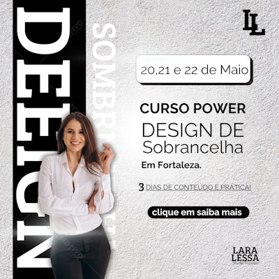 Post Instagram Curso Design de Sobrancelha Fortaleza Editável no Canva