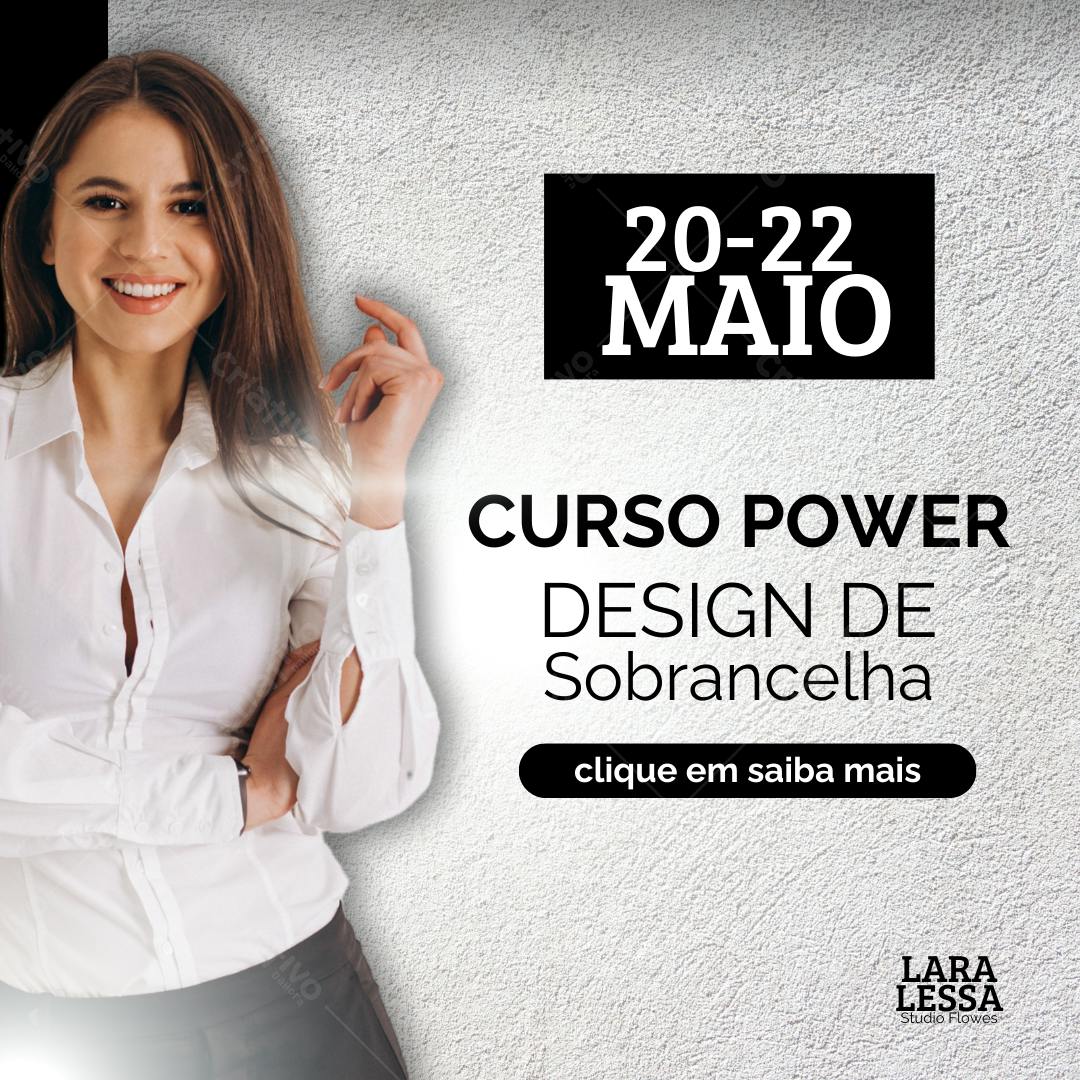 Post Instagram Curso Design de Sobrancelha Maio Editável no Canva
