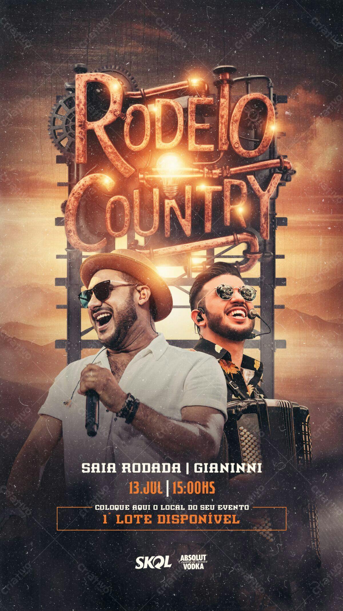 Flyer para show Saia Rodada e Giannini PSD Editável