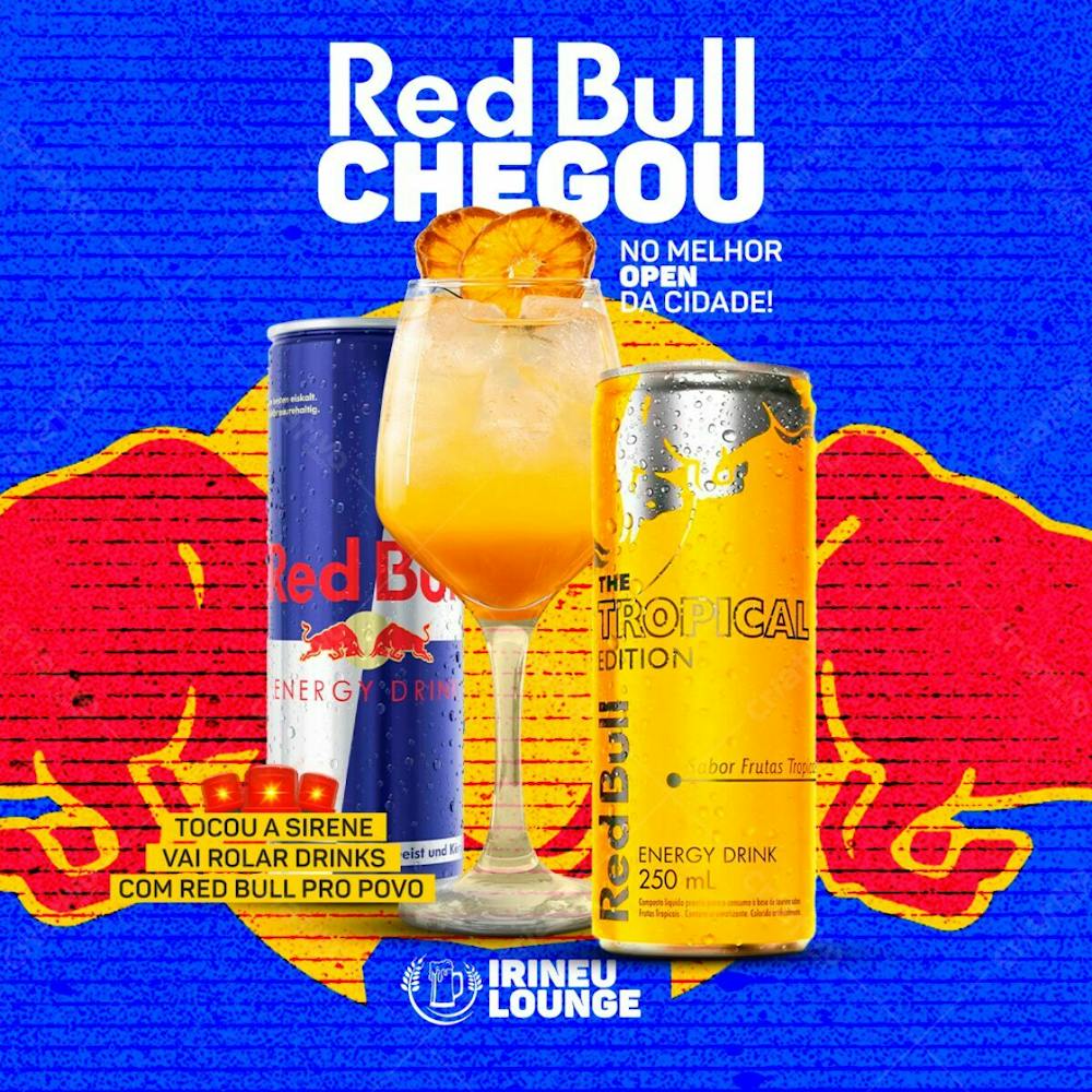 Social Media Distribuidora De Bebidas Drinks Red Bull Feed Psd Editável