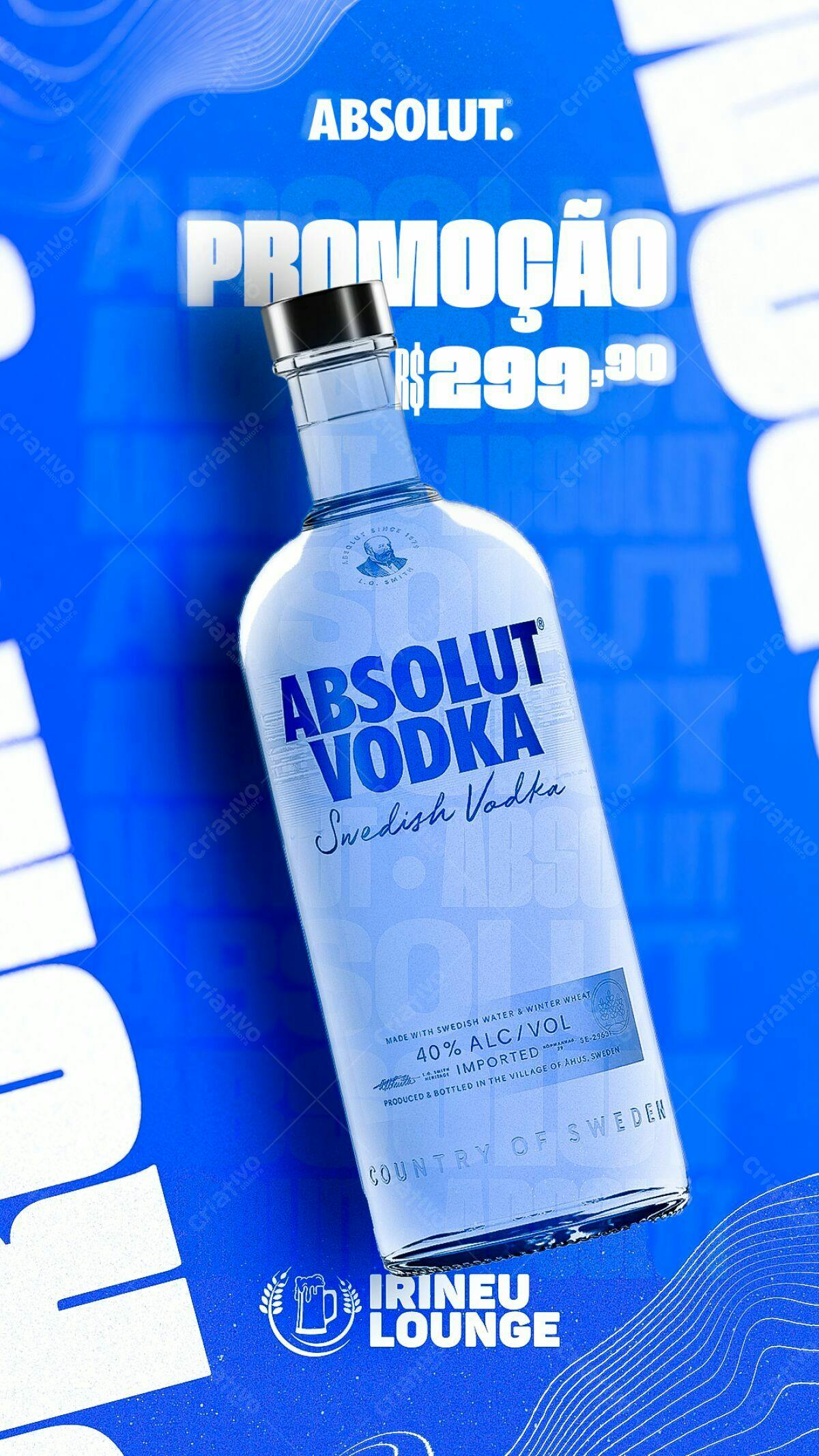 Flyer de Promoção Absolut Vodka R$299,90 PSD Editável
