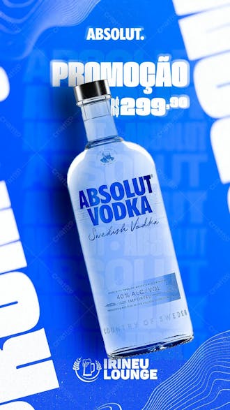 Social media distribuidora de bebidas vodka absolut psd editável
