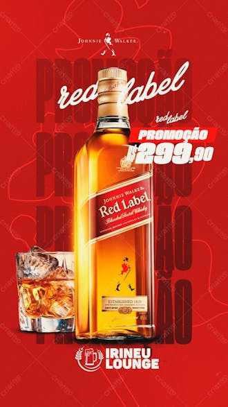 Social media distribuidora de bebidas whisky red label psd editável