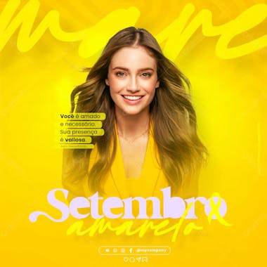 Setembro amarelo – mês de prevenção ao suicídio social media flyer psd editável f 2