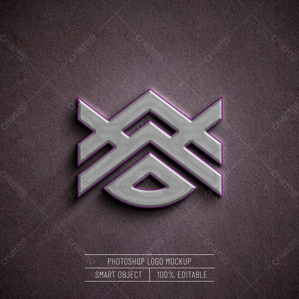 3D Realistic Logo Mockup Concrete Wall