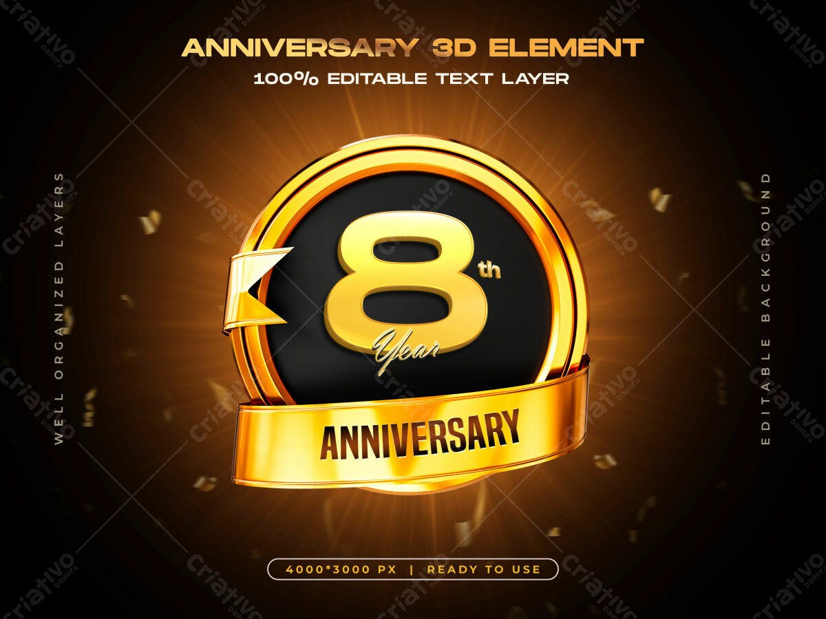 Logo 8º Aniversário PSD Editável