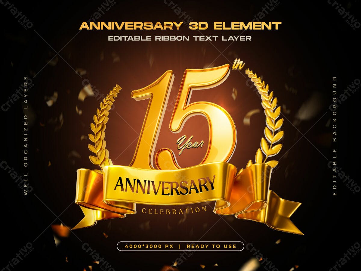 Design de Aniversário 15 Anos PSD Editável
