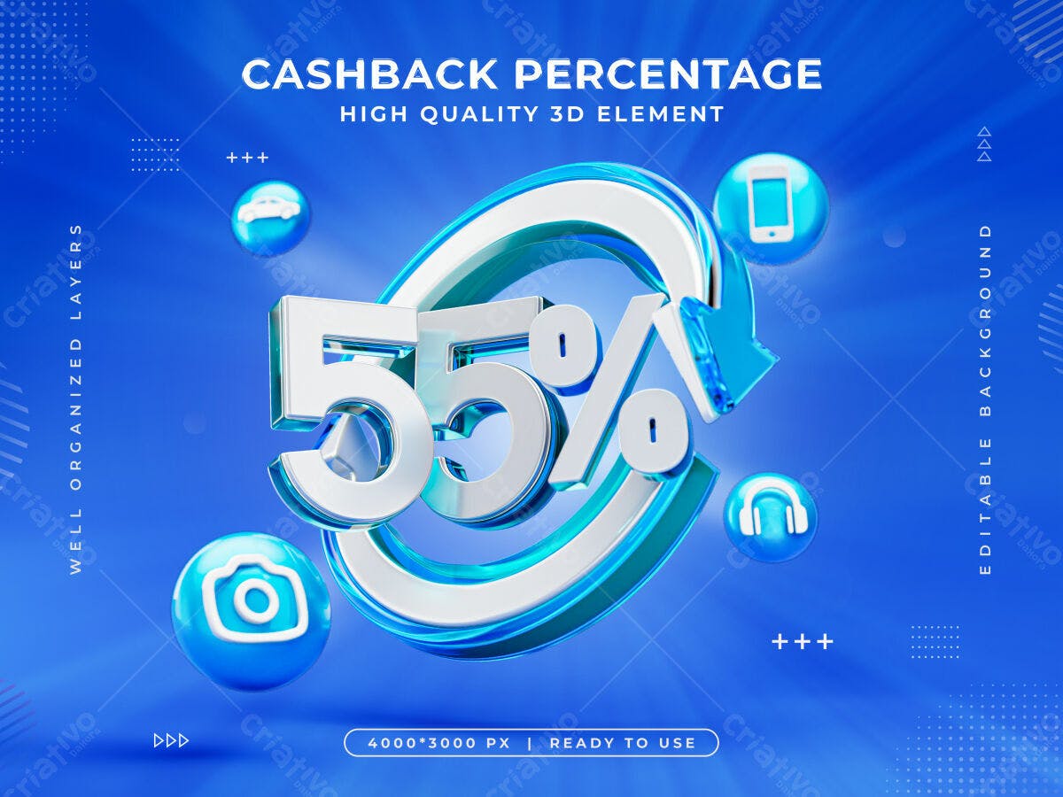 Banner Cashback 55% PSD Editável