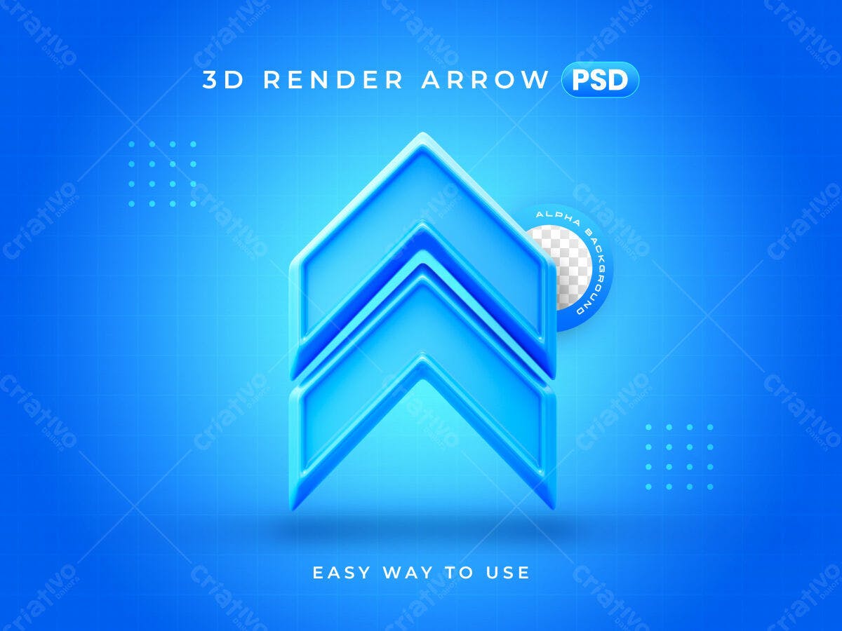 Setas 3D em Azul para Design Moderno PSD Editável