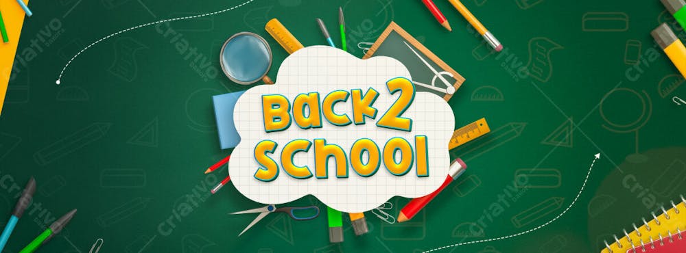 Back To School Facebook Cover Template With Education Elements