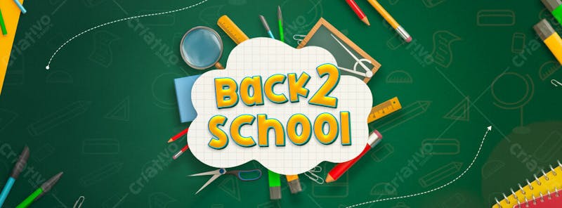 Back to school facebook cover template with education elements