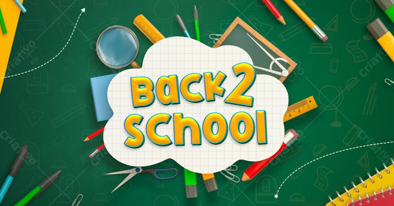 Back to school facebook post banner template with education elements