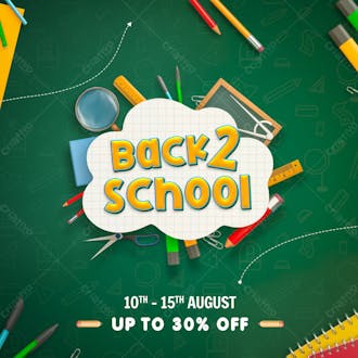 Back to school sale post design template with education elements