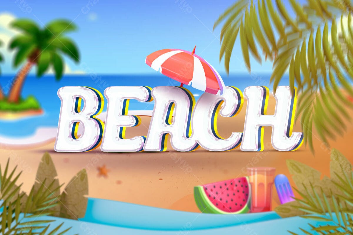 Arte Verão Praia PSD Editável