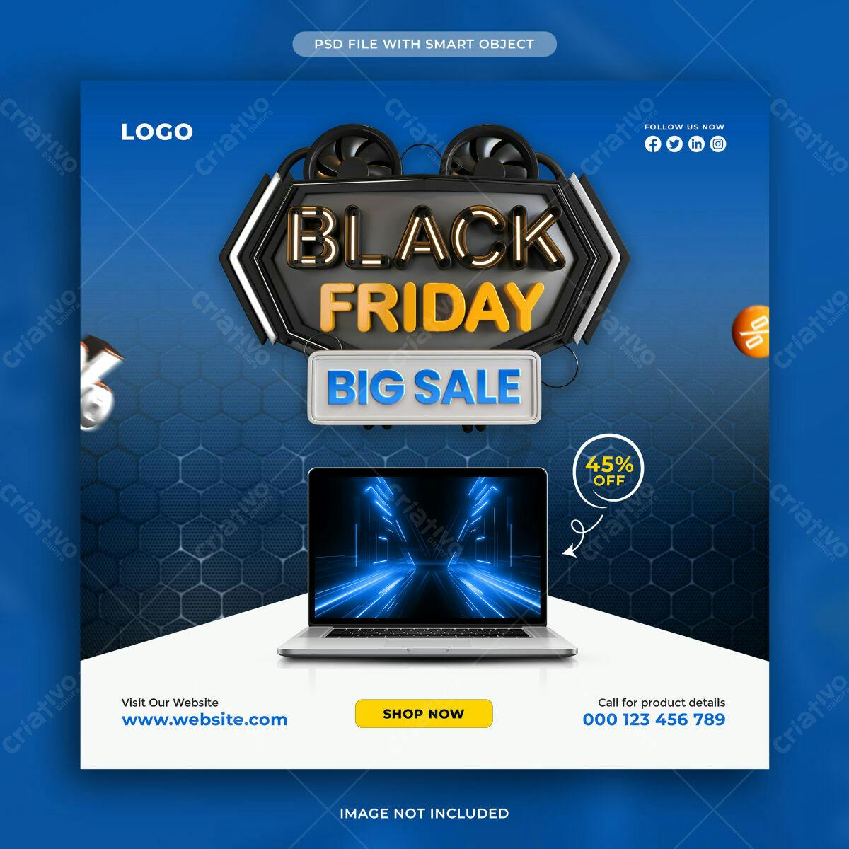 Post para Black Friday PSD Editável