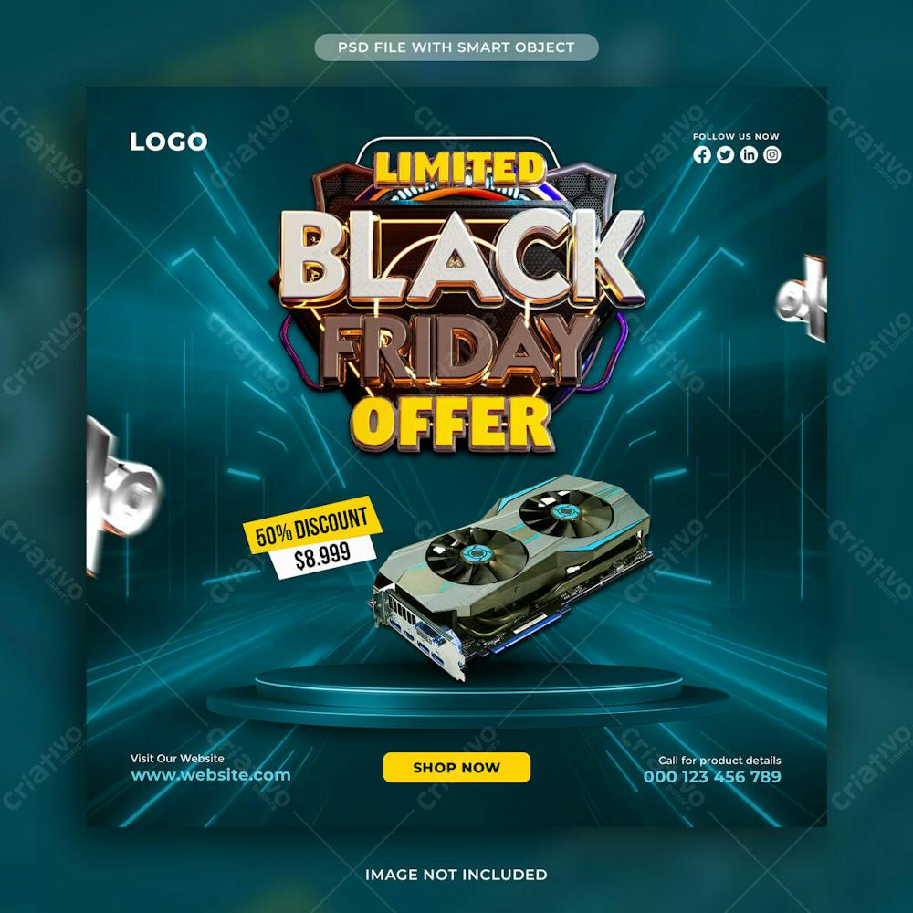 Black Friday Discount Sale Social Media Post Design Template