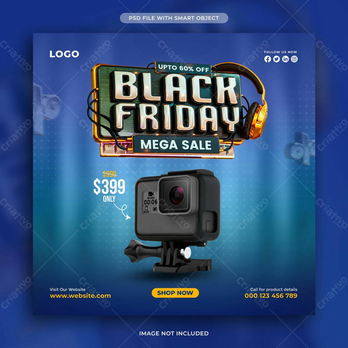 Banner Black Friday com GoPro PSD Editável