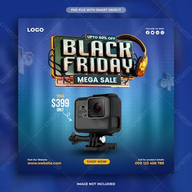 Black friday mega sale social media post design template