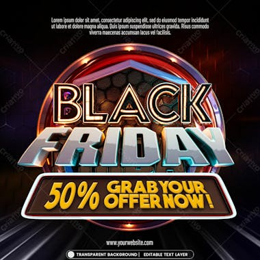 Black friday sale banner with editable text effect