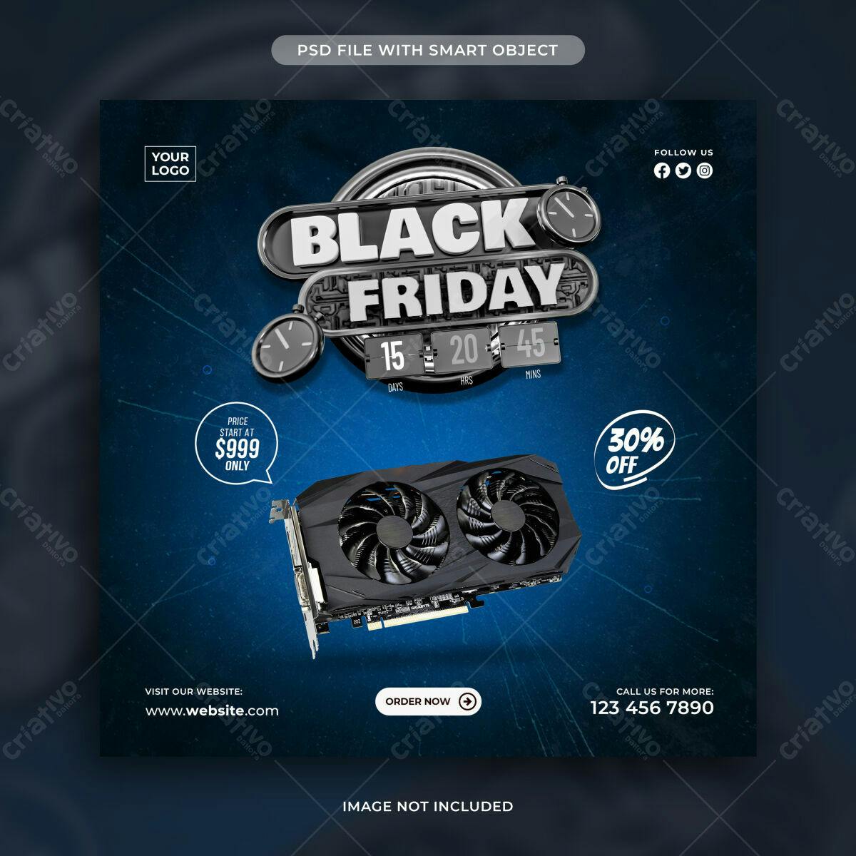 Flyer Black Friday para Promoção de Placas de Vídeo PSD Editável