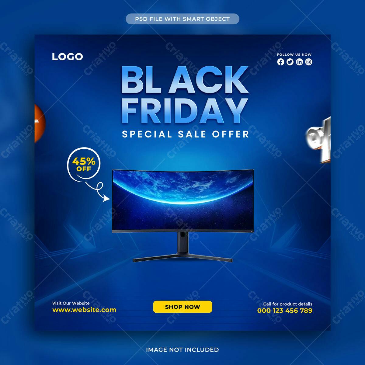 Post para Black Friday PSD Editável
