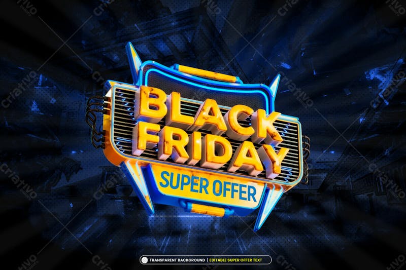 Black friday super offer banner with editable text