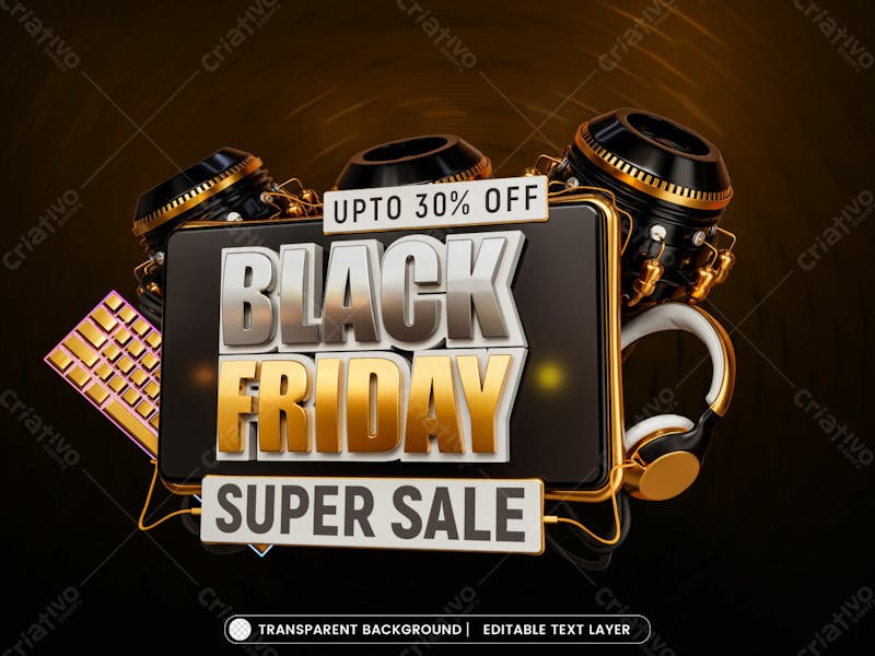 Black friday super sale banner with editable text effect