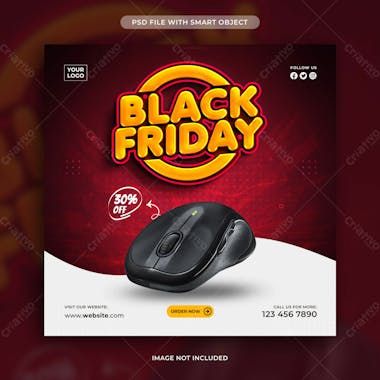 Black friday super sale social media post design template